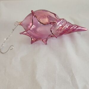 Unique Pink Glass Conch Shell Ornament